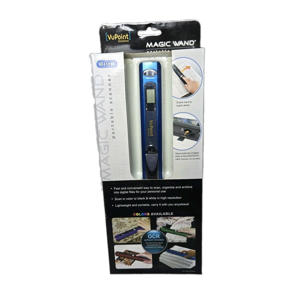 New VuPoint Magic Wand PDS-ST415BU-VP Handheld Scanner MicroSD Card Blue AA